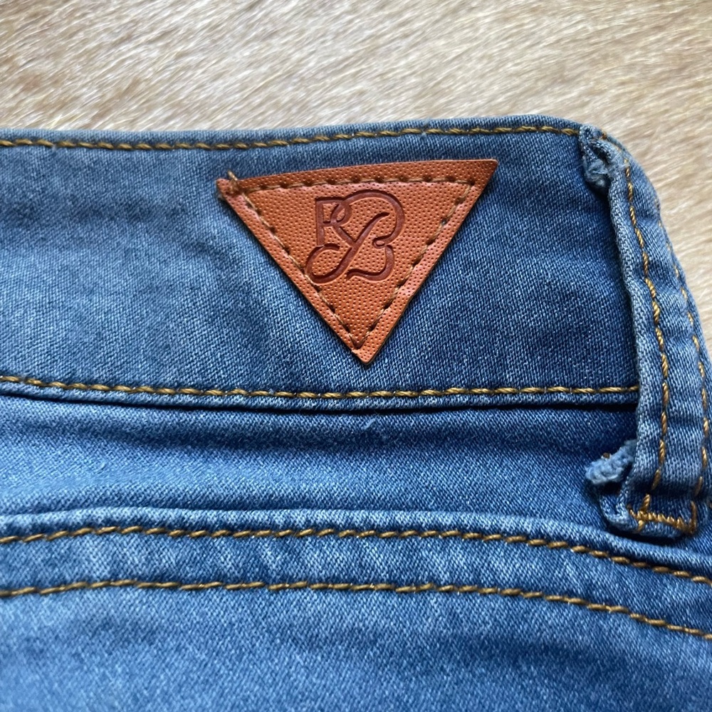 Red Bottom Blue Straight Leg Jeans